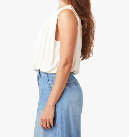 WHISPER WHITE SLEEVELESS BUBBLE KNIT TOP