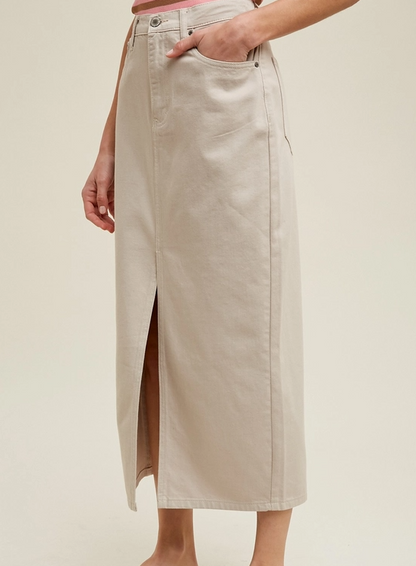 STONE DEMIM MIDI SKIRT