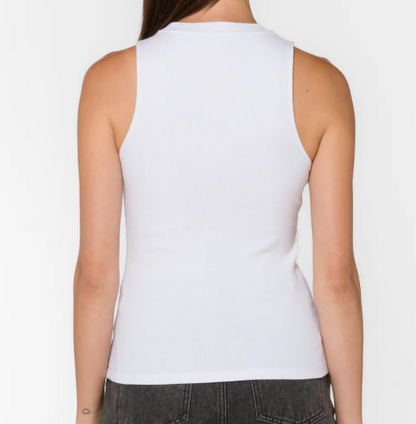 WHITE RIBBED TANK