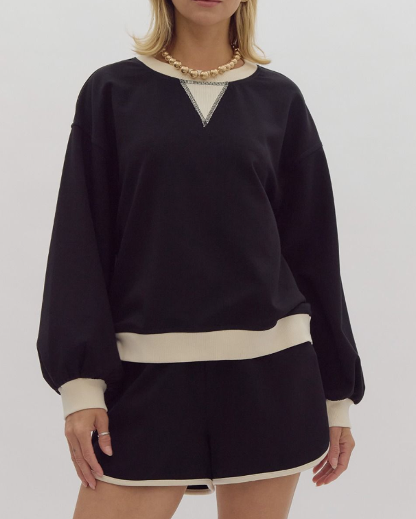 BLACK LONG SLEEVE PULLOVER SET