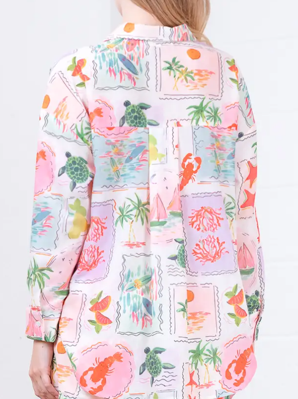 TROPICAL PRINT LONG SLEEVE SHORT SET