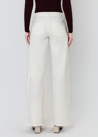 OPTIC WHITE MID RISE WIDE LEG PATCH POCKET JEANS