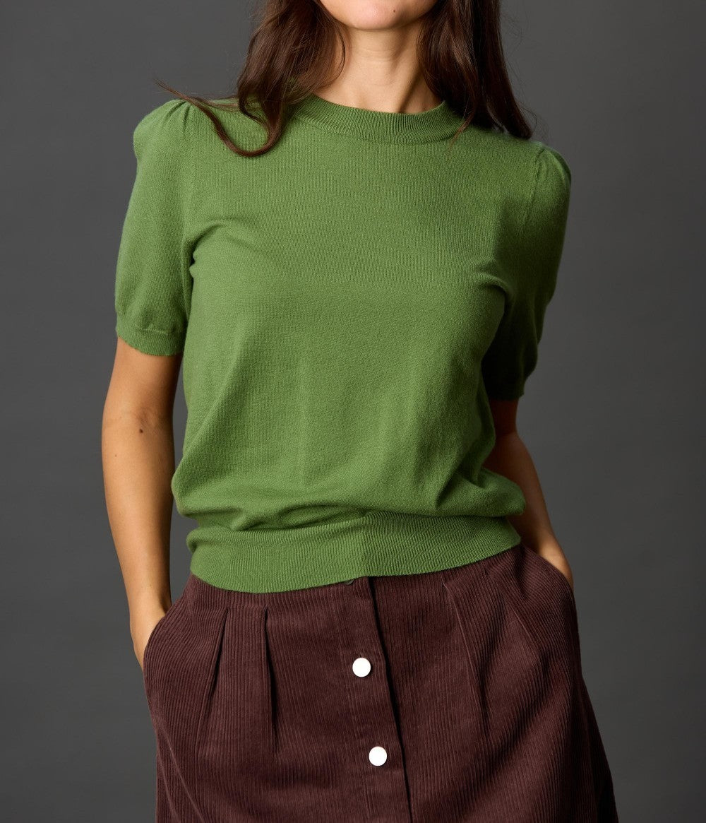 SPRUCE KNIT SHORT PUFF SLEEVE TOP