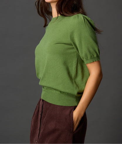 SPRUCE KNIT SHORT PUFF SLEEVE TOP