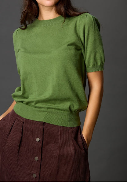 SPRUCE KNIT SHORT PUFF SLEEVE TOP
