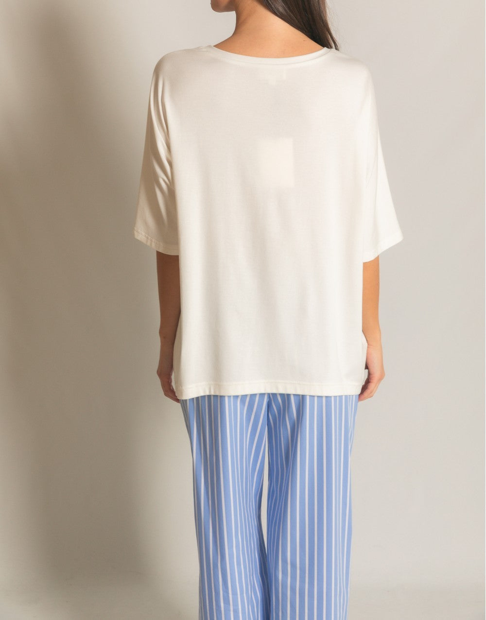 OFF WHITE KNIT MODAL DOLMAN SLEEVE TOP