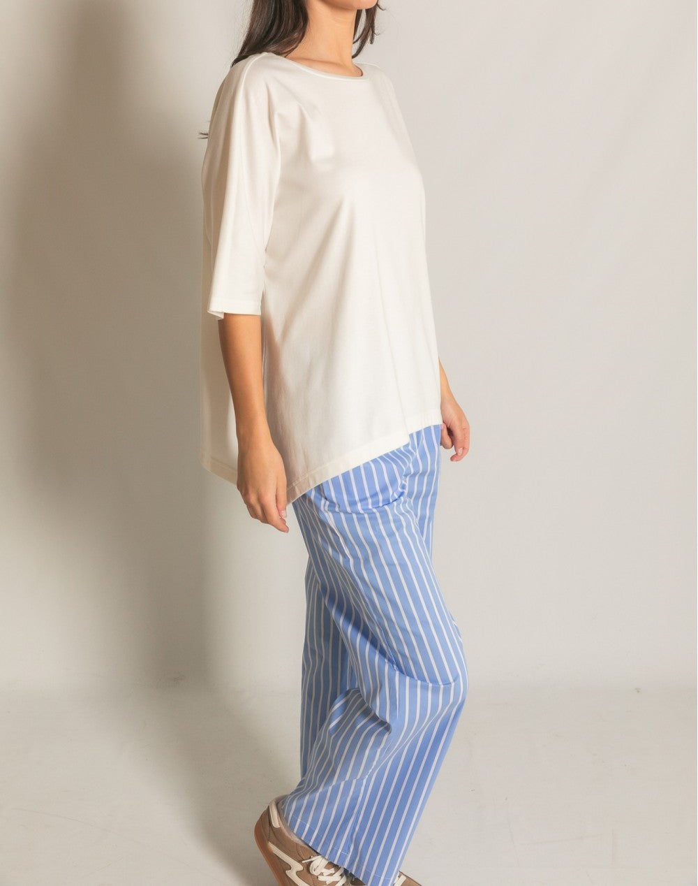 OFF WHITE KNIT MODAL DOLMAN SLEEVE TOP