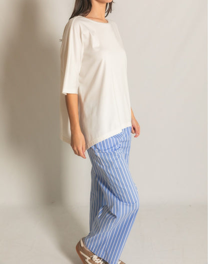OFF WHITE KNIT MODAL DOLMAN SLEEVE TOP
