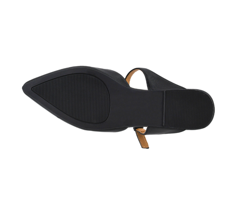 BLACK WANNA GRAB DRINKS POINTED TOE MARY JANE SLIP ON MULE