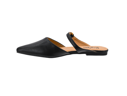 BLACK WANNA GRAB DRINKS POINTED TOE MARY JANE SLIP ON MULE