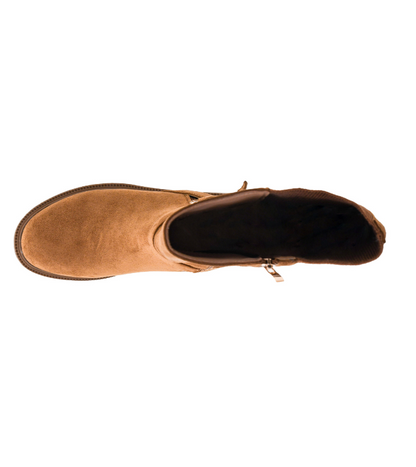 CAMEL FAUX SUEDE STRETCH BACK EQUESTRIAN WE RIDE AT DAWN BOOT
