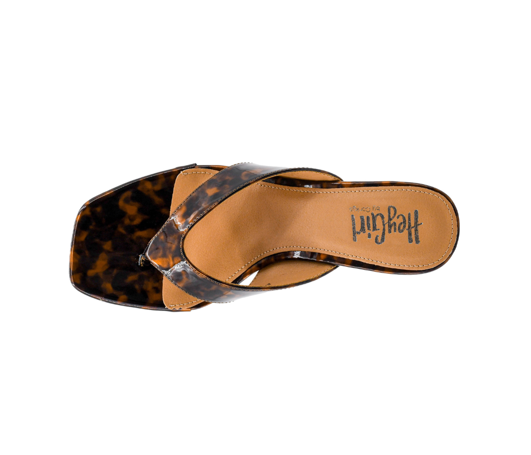 SHINY TORTOISE THONG SANDAL WEDGE DOCK PARTY HEEL