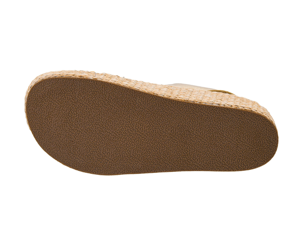 GOLD DOUBLE STRAP PLATFORM WEDGE HEATWAVE SANDAL