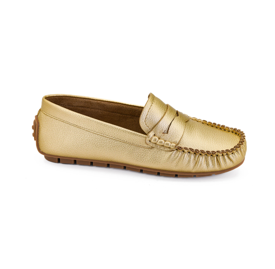 GOLD PEBBLE PENNY FOR YOUR THOUGHTS MOCCASIN LOAFER