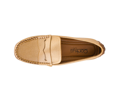 GOLD PEBBLE PENNY FOR YOUR THOUGHTS MOCCASIN LOAFER