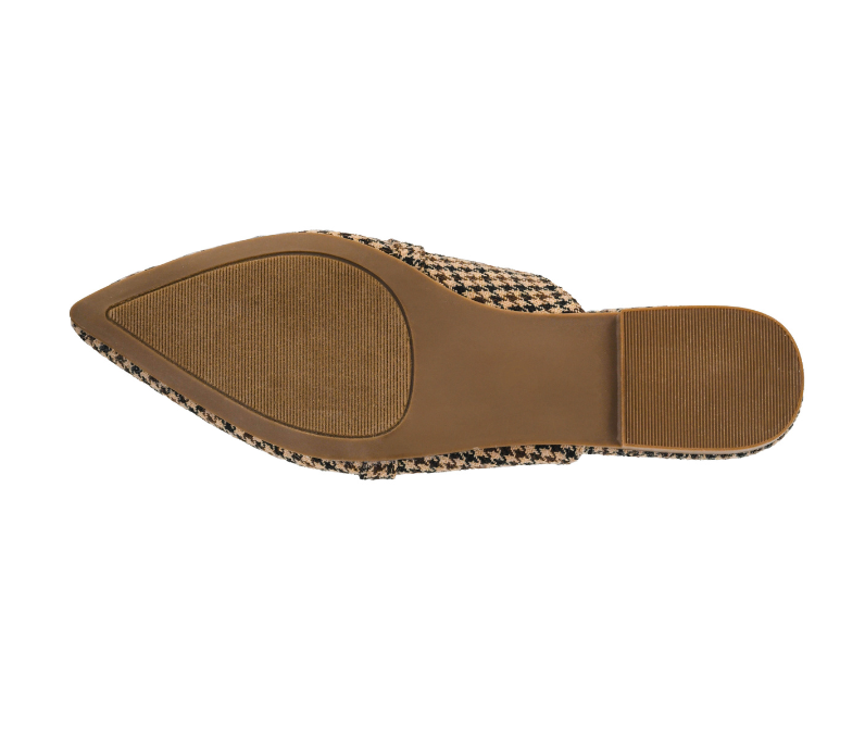 BLACK/TAN HOUNDSTOOTH PLAYIN FOR KEEPS POINTED TOE MULE