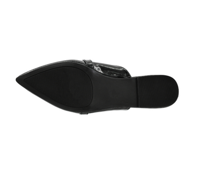 GLOSSY BLACK PATENT PLAYIN FOR KEEPS POINTED TOE MULE