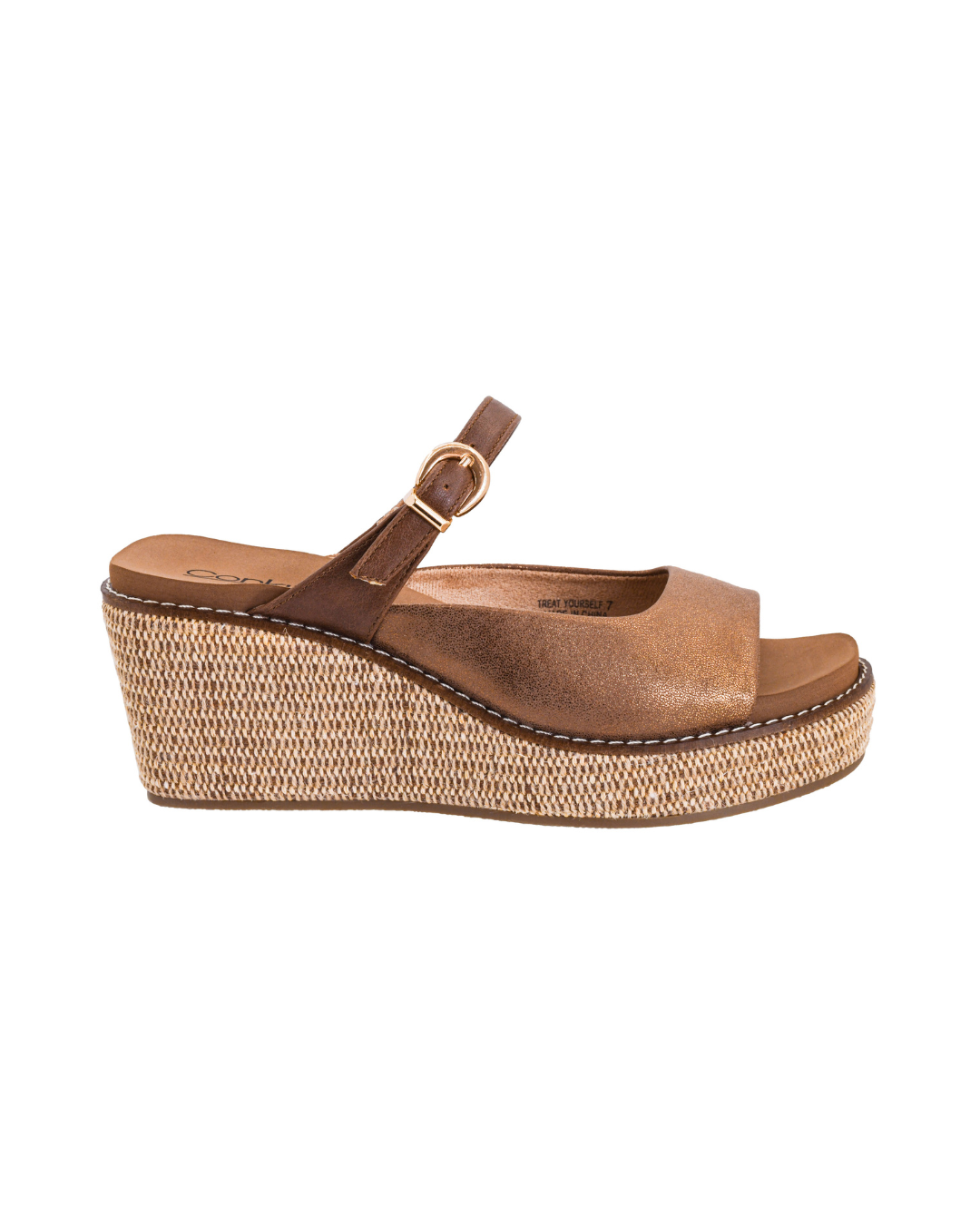 BRONZE COMBO TREAT YOURSELF PLATFORM WEDGE HEEL SANDAL