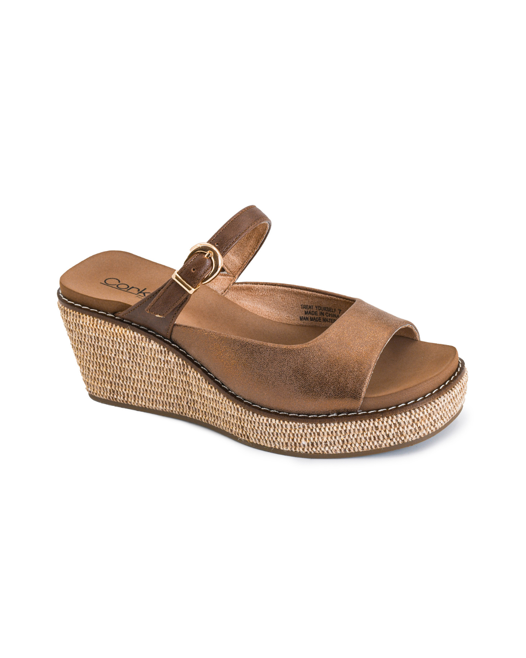 BRONZE COMBO TREAT YOURSELF PLATFORM WEDGE HEEL SANDAL