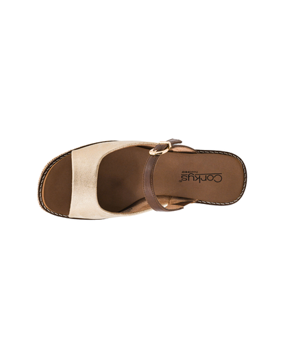 GOLD COMBO TREAT YOURSELF PLATFORM WEDGE HEEL SANDAL