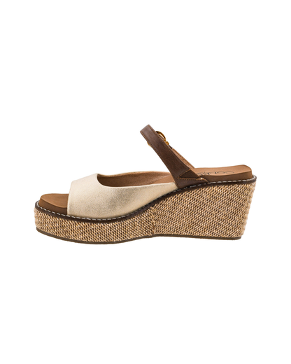 GOLD COMBO TREAT YOURSELF PLATFORM WEDGE HEEL SANDAL