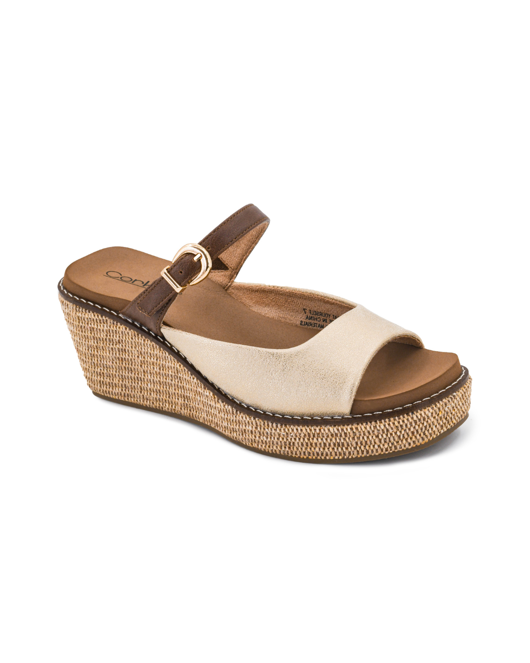 GOLD COMBO TREAT YOURSELF PLATFORM WEDGE HEEL SANDAL