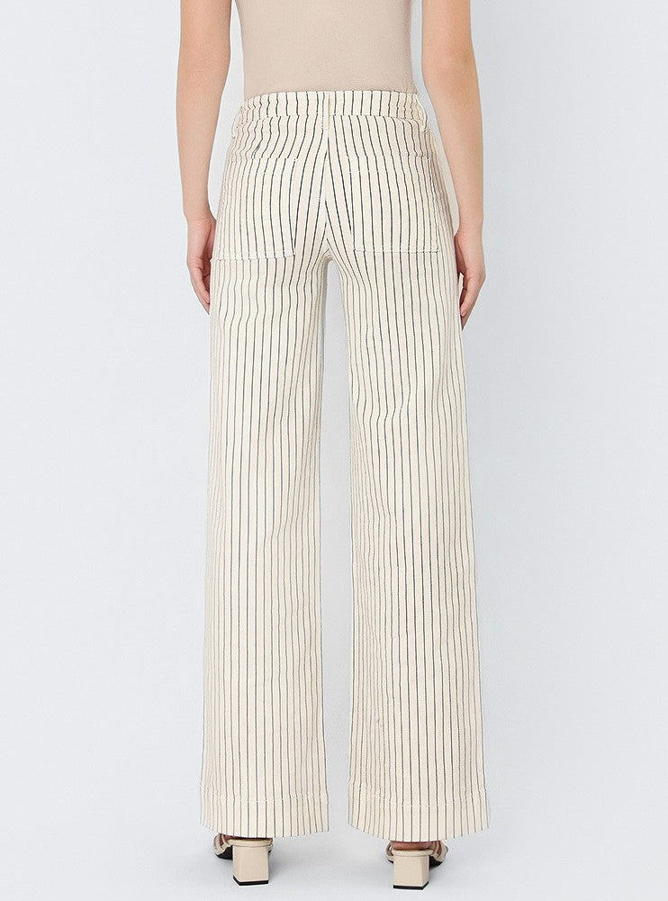 BLACK &amp; WHITE STRIPE HIGH RISE WIDE LEG JEANS