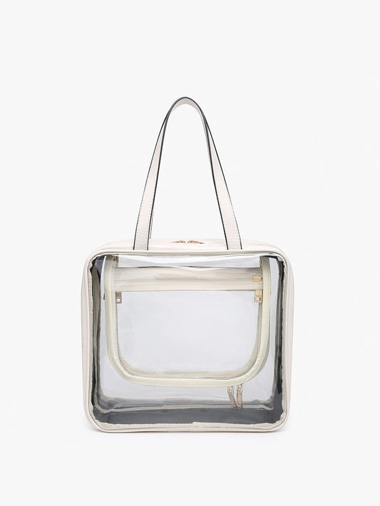 OFF WHITE RAE CLEAR COSMETIC BAG WITH HANDLE