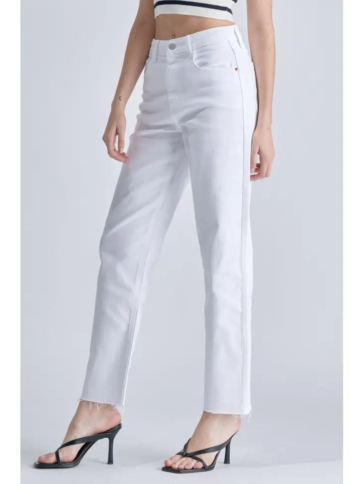 WHITE HIGH RISE STRAIGHT JEAN