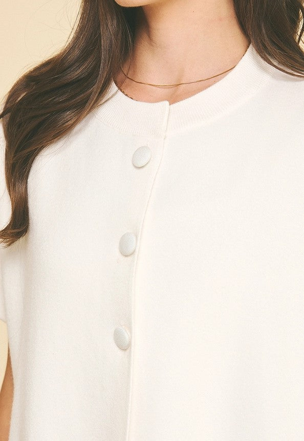 OFF WHITE OPEN FRONT BUTTON UP SWEATER