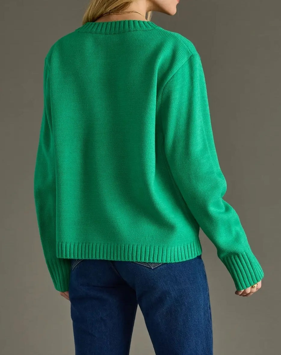 GREEN &amp; RED &quot;HAPPY HOLIDAYS&quot; SWEATER