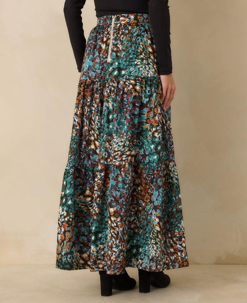 MULTI URBAN JUNGLE LEOPARD MAXI WINTOUR SKIRT