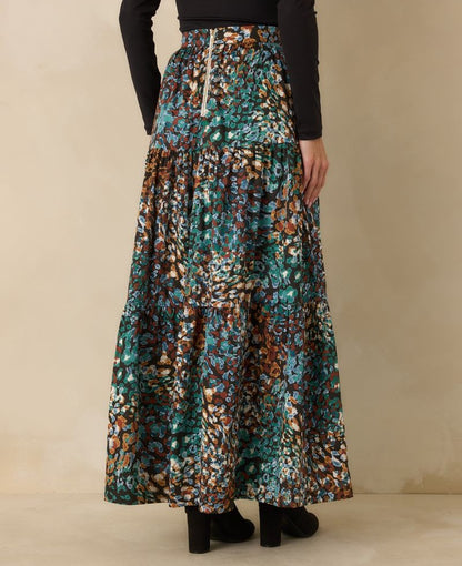 MULTI URBAN JUNGLE LEOPARD MAXI WINTOUR SKIRT