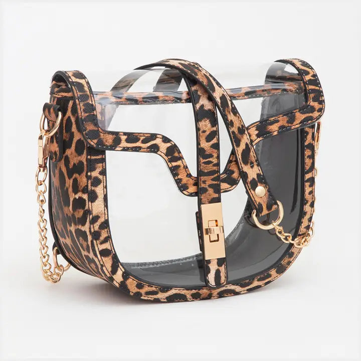 LEOPARD CLEAR SADDLE BAG