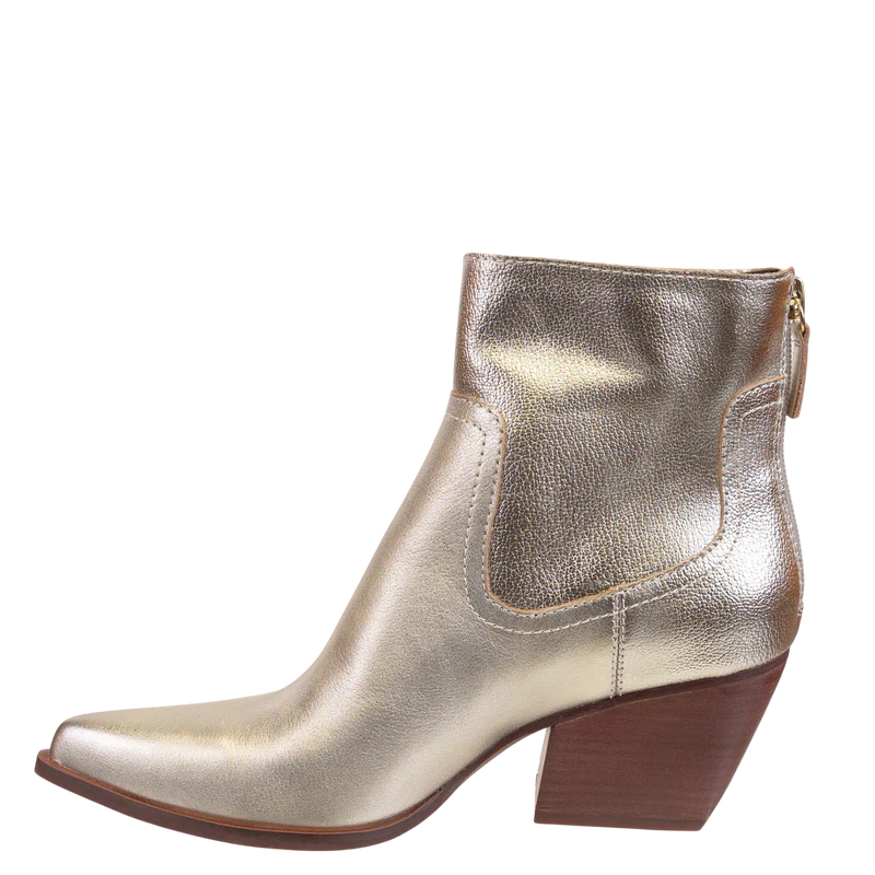 SOFT GOLD BATON HEELED ANKLE BOOTS