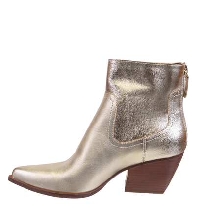 SOFT GOLD BATON HEELED ANKLE BOOTS