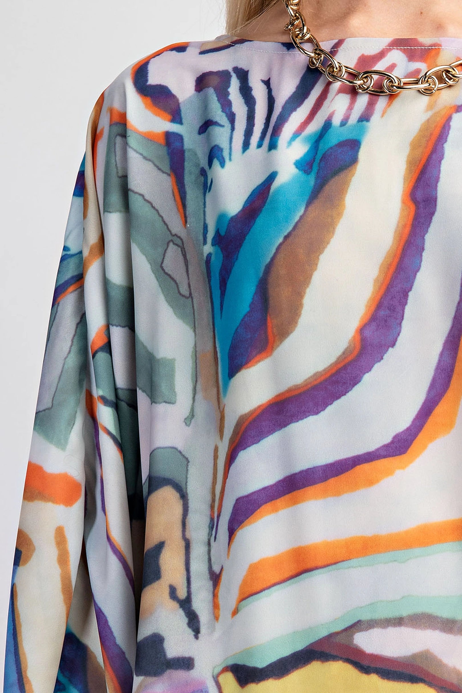 MULTI COLOR PRINT PULL OVER  MAXI KAFTAN DRESS