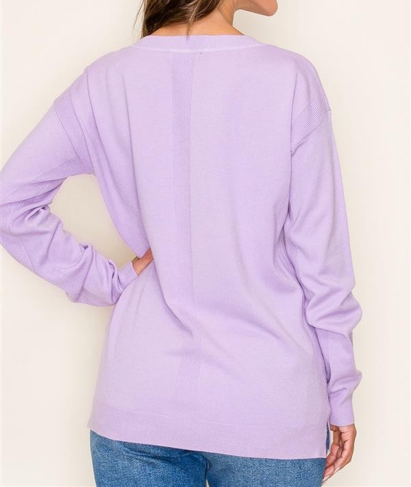 LAVENDER SOFT CREW NECK PULLOVER SWEATER