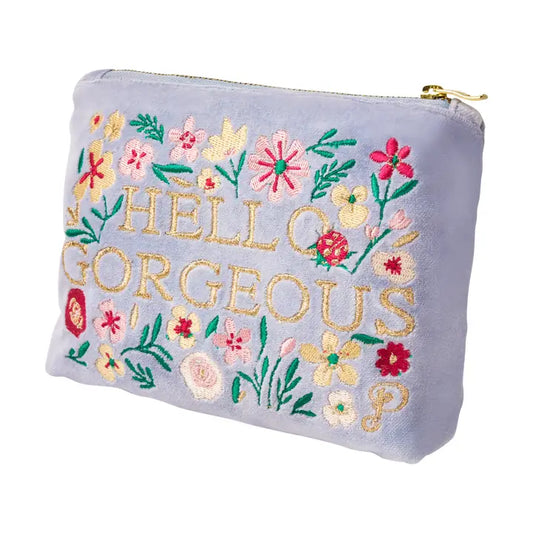 DENIM HELLO GORGEOUS VELVET MINI POUCH