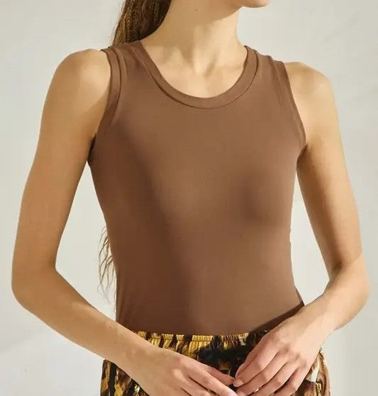 COFFEE SEAMLESS ROUND NECK TANK
