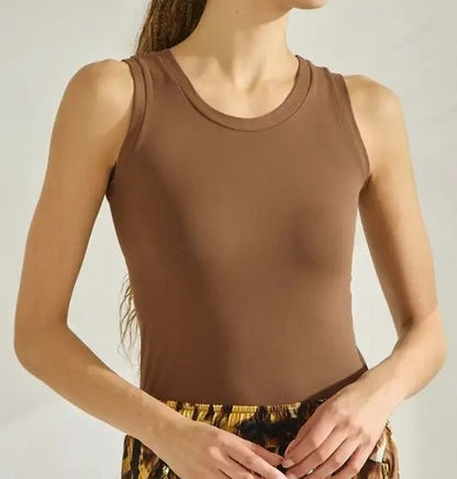 COFFEE SEAMLESS ROUND NECK TANK