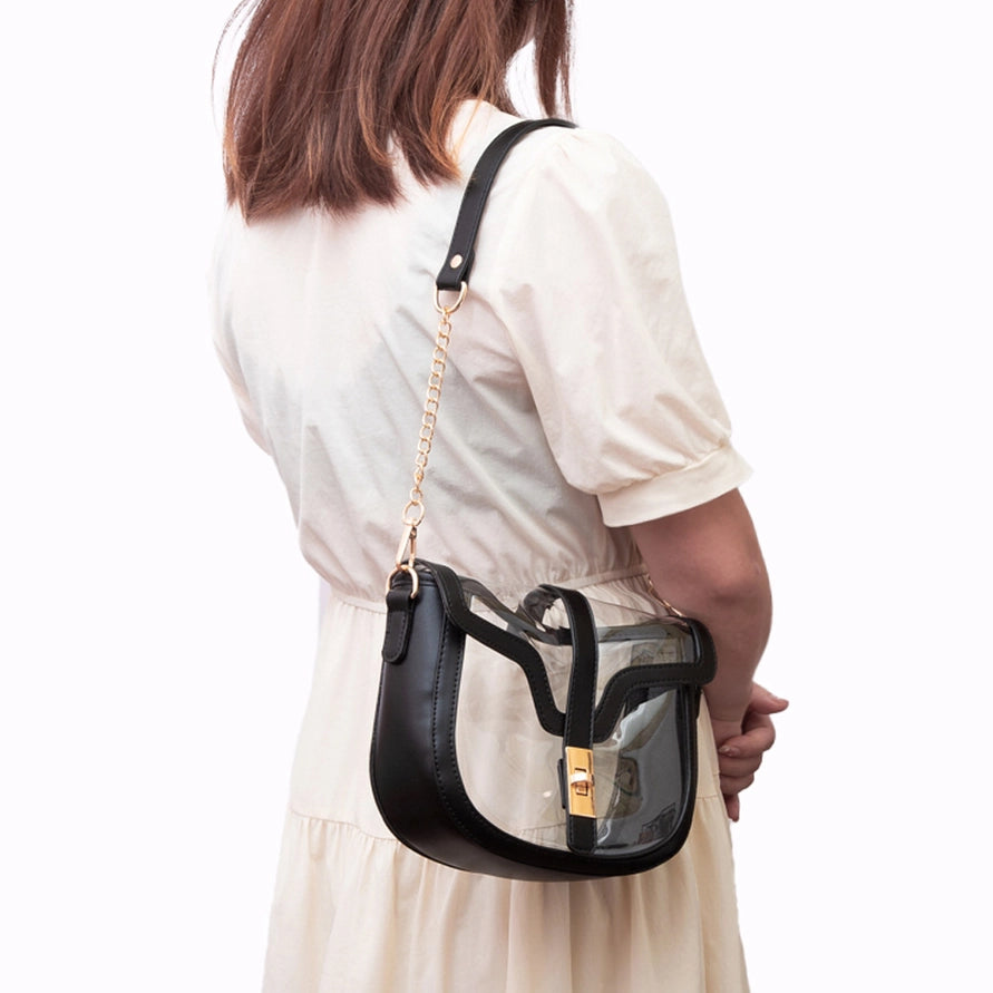 LEOPARD CLEAR SADDLE BAG