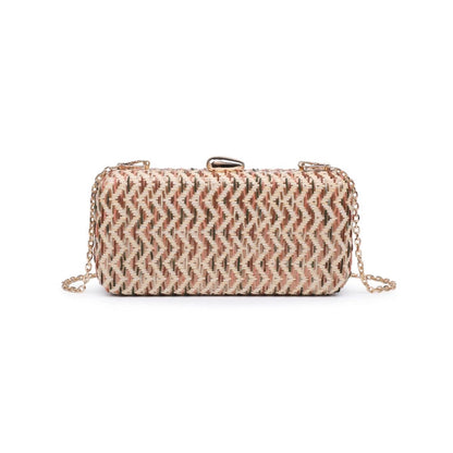 BEIGE MULTI TEXTURED WOVEN VALENTINA EVENING BAG