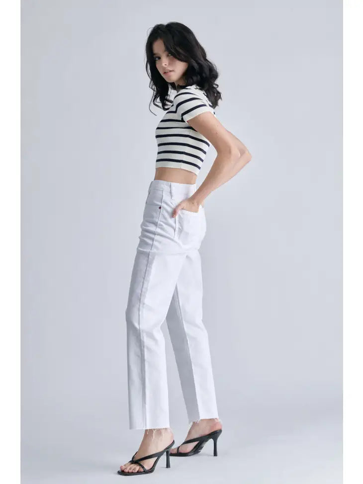 WHITE HIGH RISE STRAIGHT JEAN