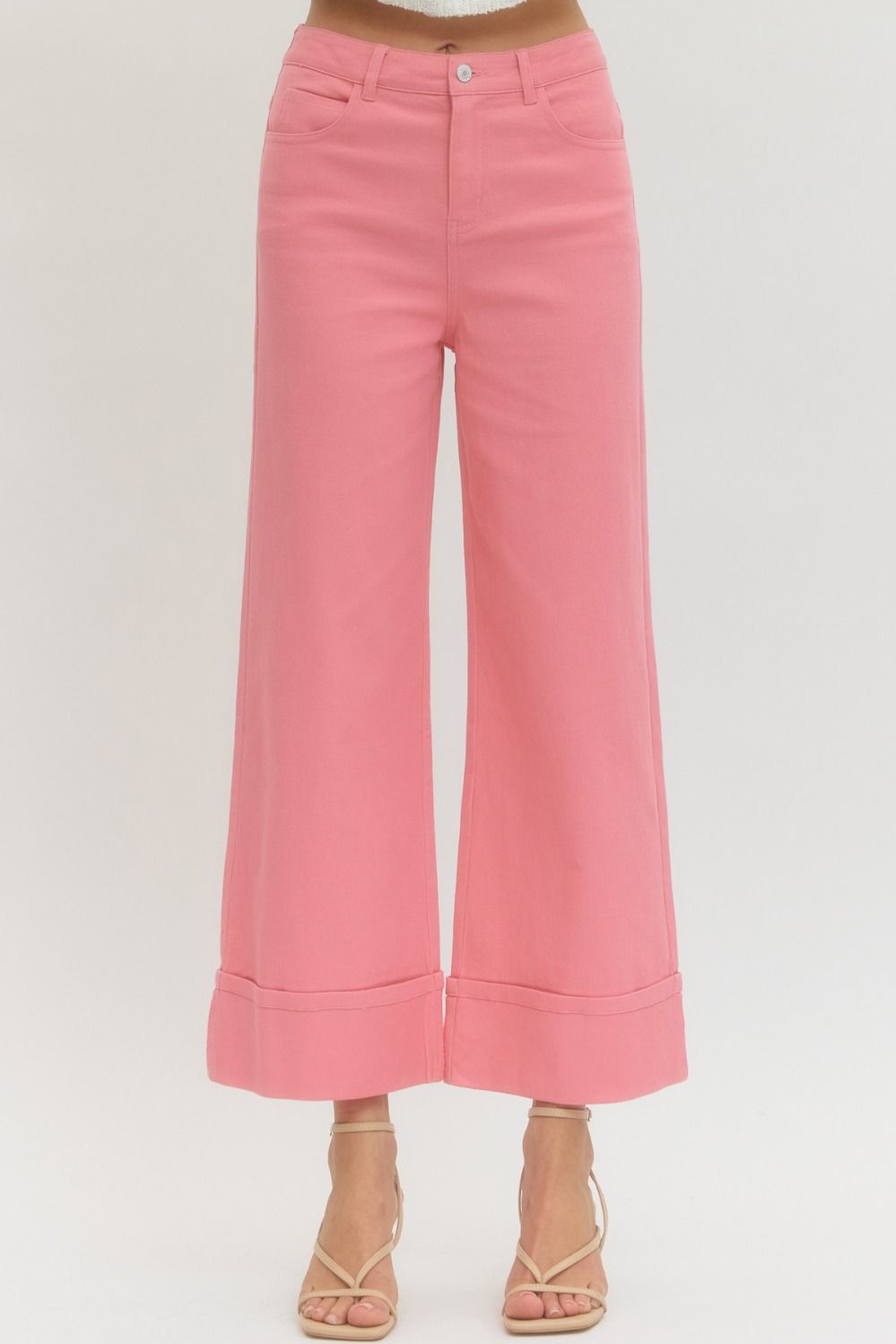 PINK MID-RISE ANKLE LENGTH PANTS