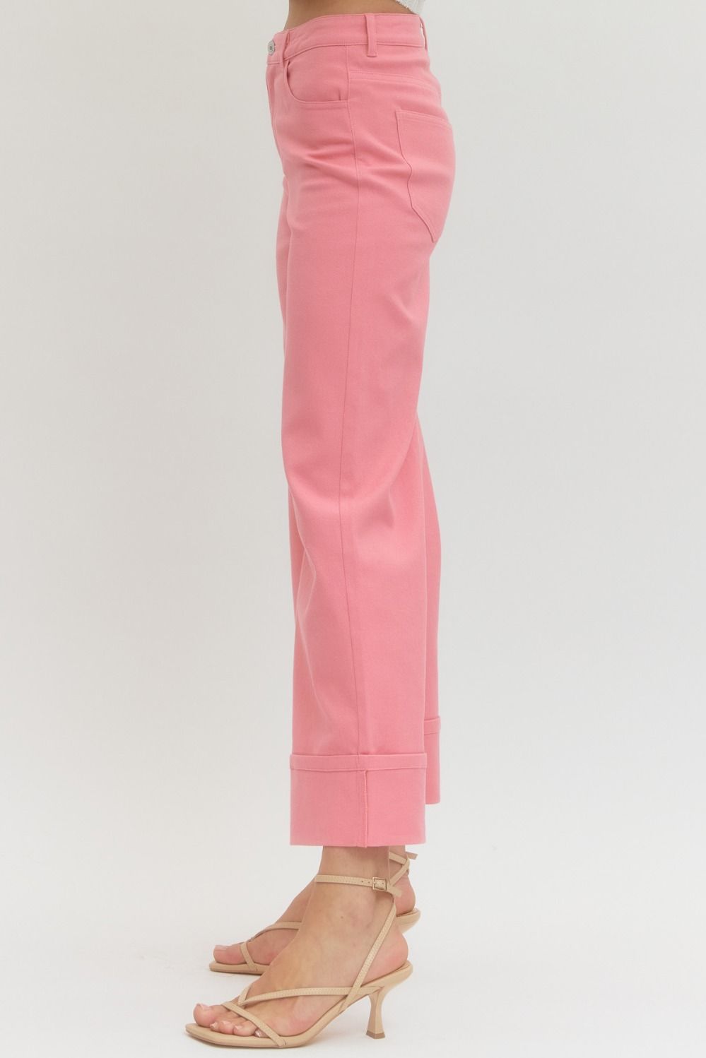 PINK MID-RISE ANKLE LENGTH PANTS