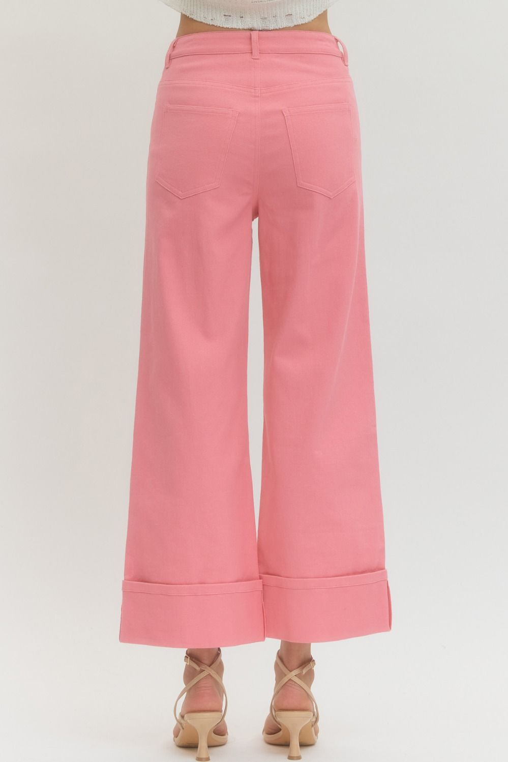 PINK MID-RISE ANKLE LENGTH PANTS