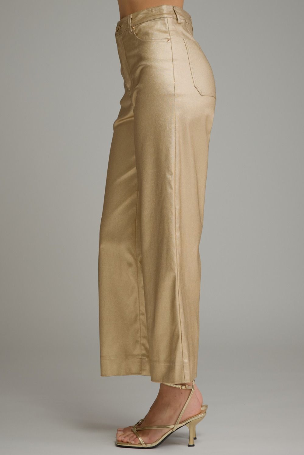 METALLIC GOLD WIDE LEG PANTS