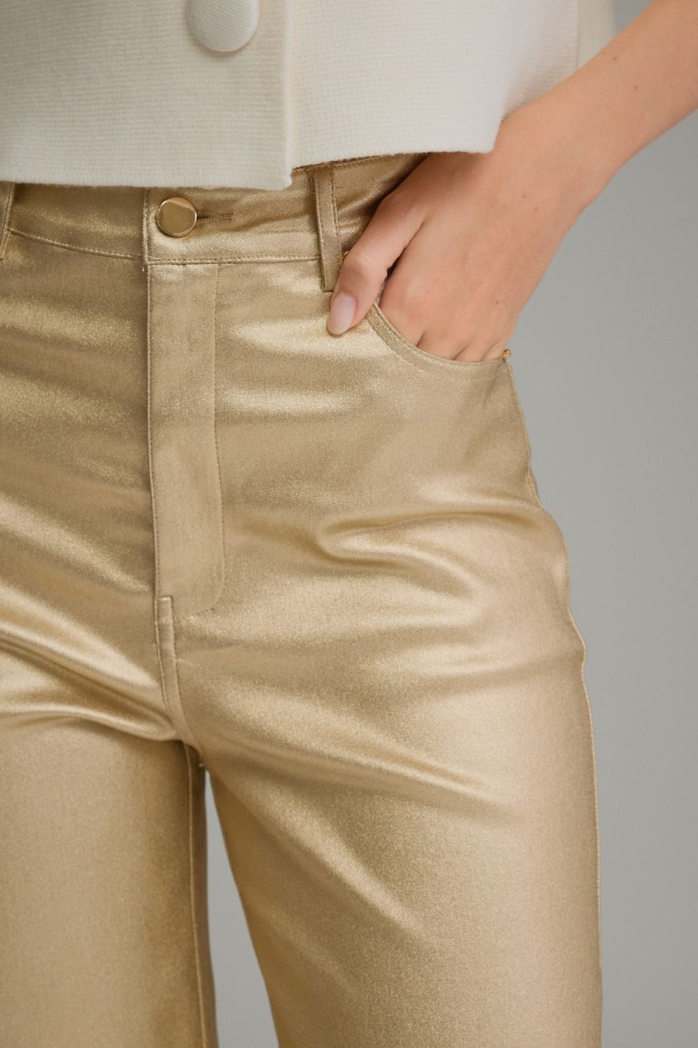 METALLIC GOLD WIDE LEG PANTS