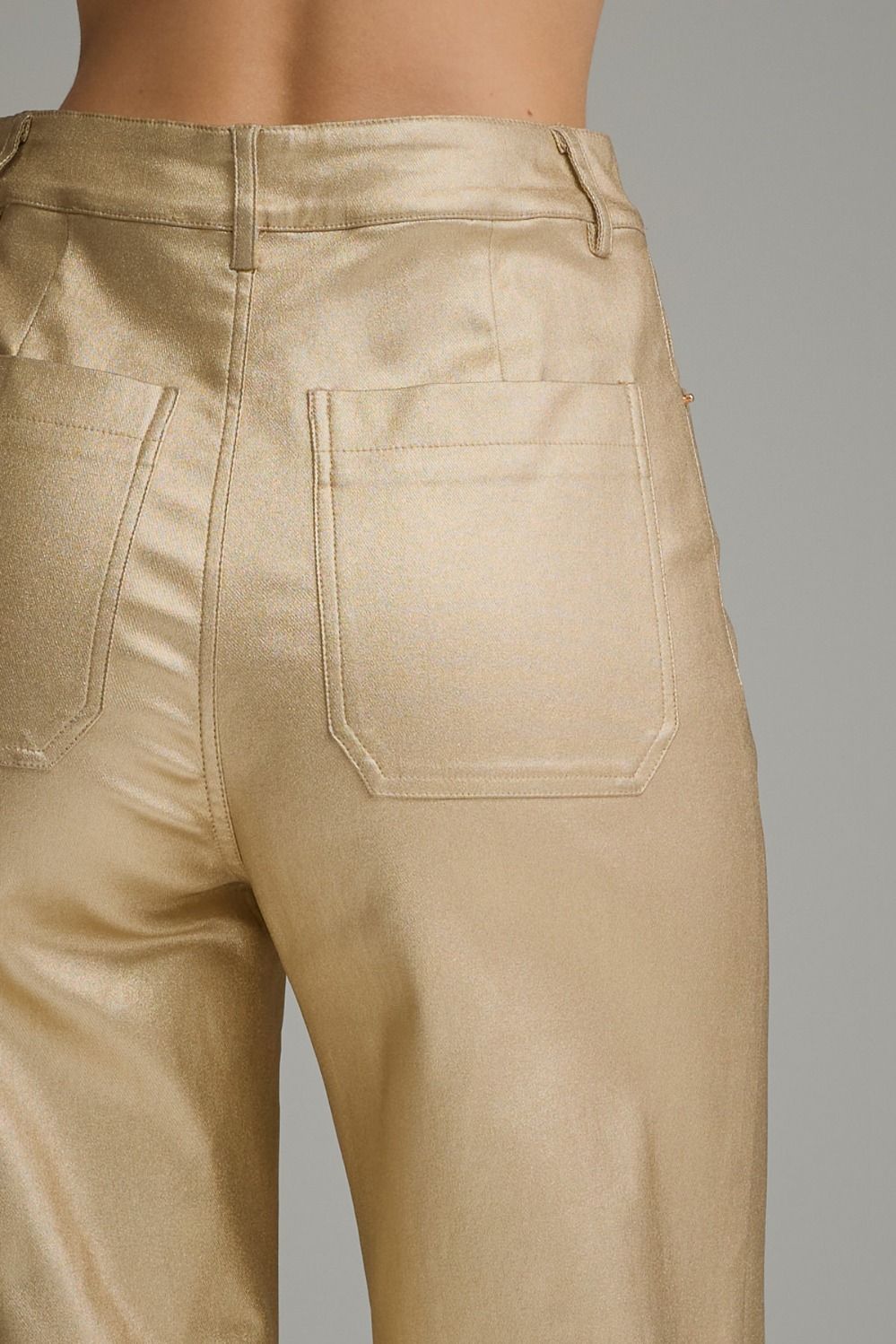 METALLIC GOLD WIDE LEG PANTS